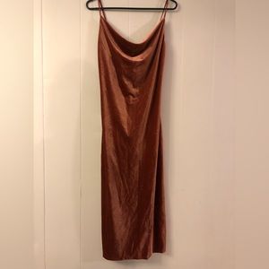 Jenny Yoo dusty rose velvet midi dress